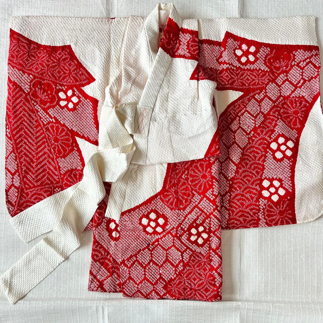 miya 七五三 総絞り 着物 長襦袢 正絹 被布 三歳 753 金駒刺繍