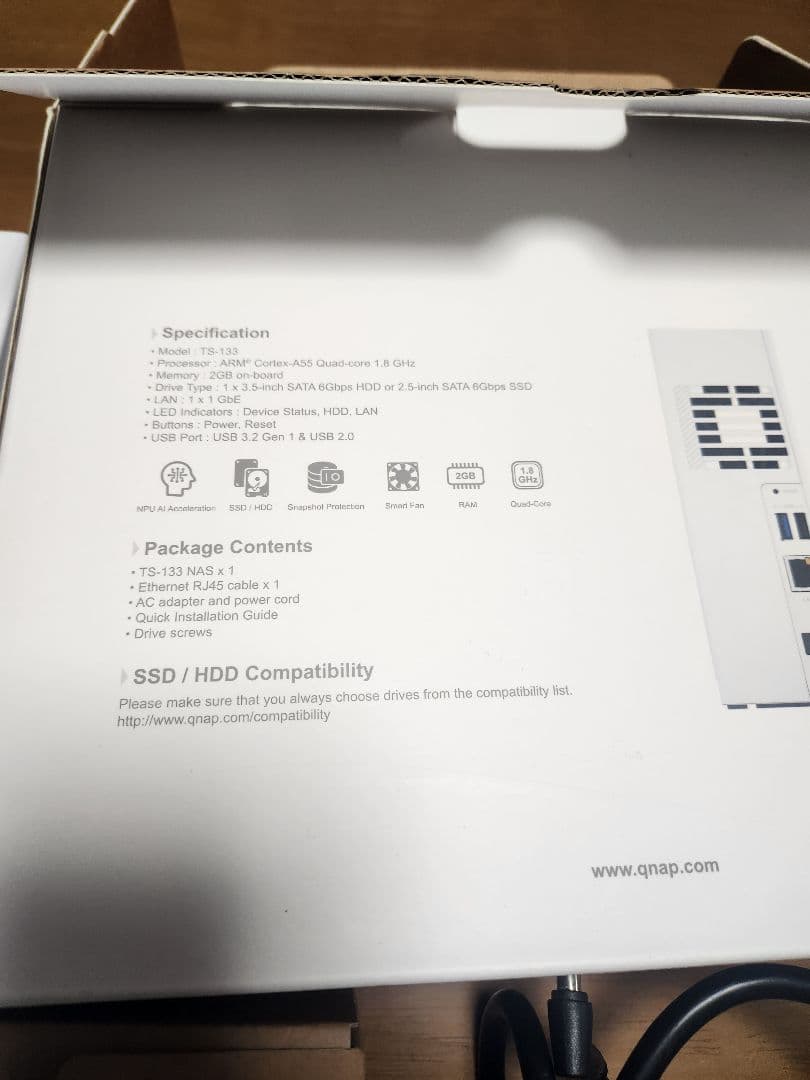QNAP TS-133 NAS（ネットワークHDD）