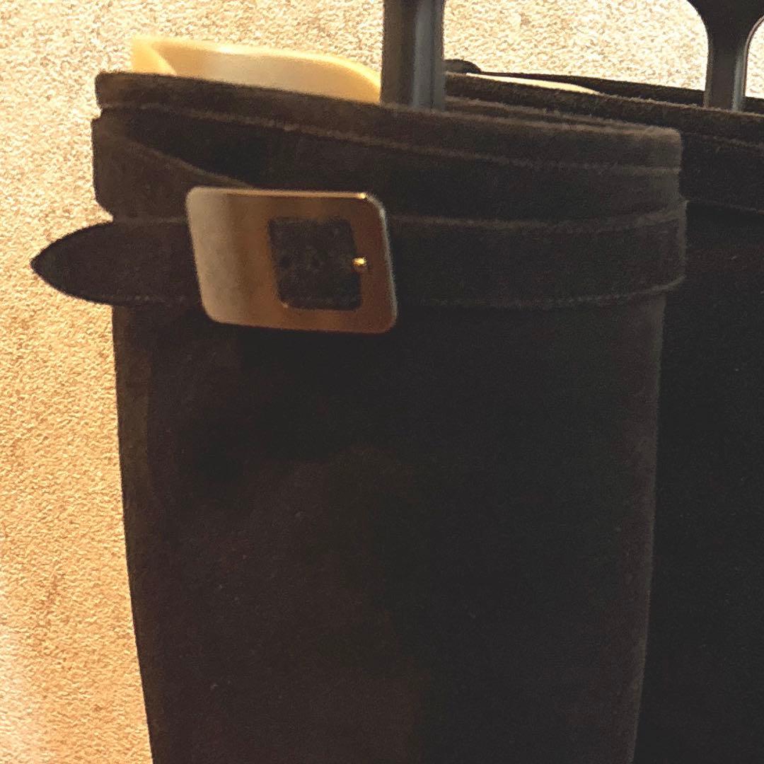 SALE 箱 袋 リボン付【美品】✨エルメス　ロング　ブーツ　スエード✨ブラック