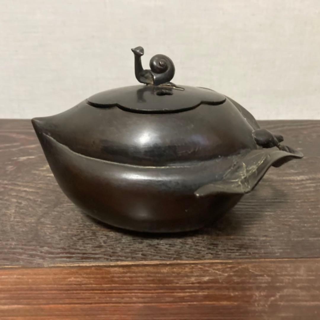 古い味のある香炉 銅製 柿 カタツムリ 小物入れ 置物 和風 工芸品 レトロ