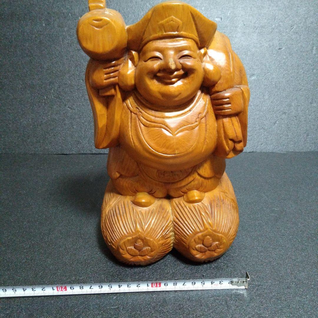 木製 大黒天　縁起物　商売繁盛　お祝い　開運　高さ約30cm　置物 七福神　幸運