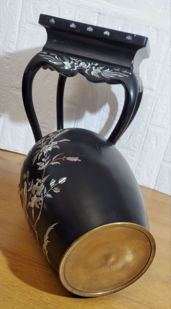 螺鈿細工　 花瓶 花台 セット　 鳳凰 　 漆器　 伝統工芸 韓国 　飾り壺