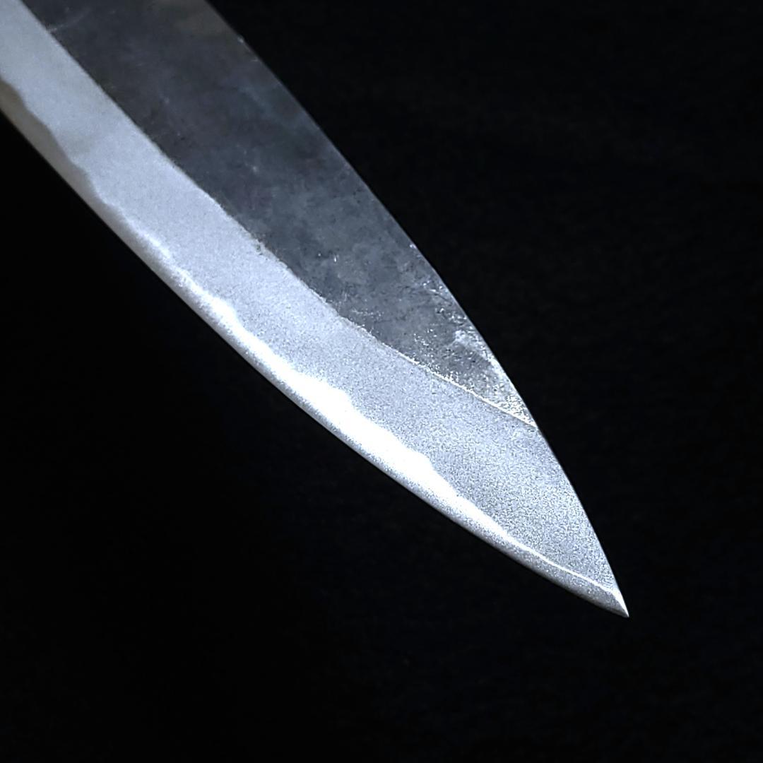 【1点物】青紙２号 黒打 厚刃包丁 210㎜ G9392 焼栗柄 手作り 月光作