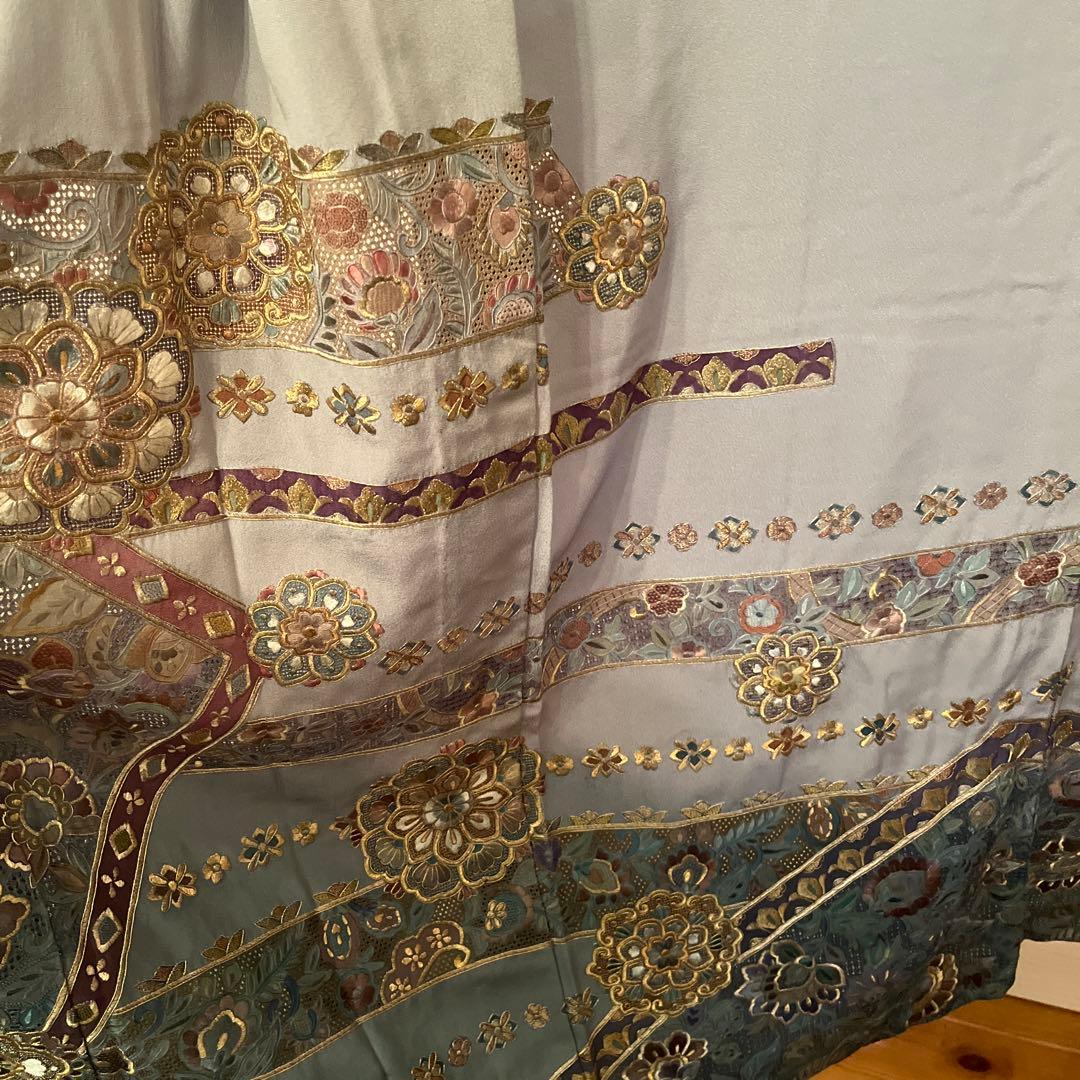 泰斗刺繍　訪問着　着物　スワトウ刺繍