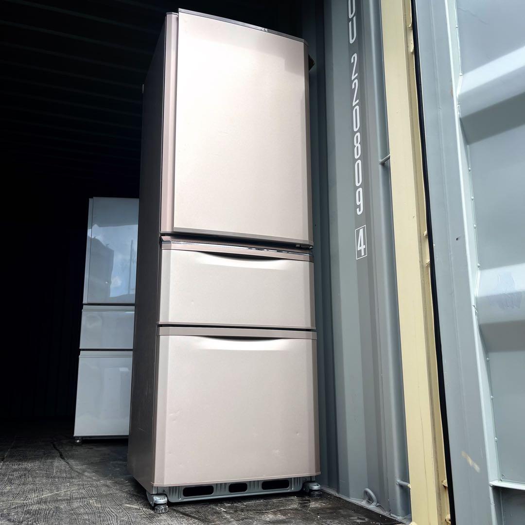 117取付無料！三菱ピンクゴールド自動製氷機付きおしゃれインテリア3ドア冷蔵庫！