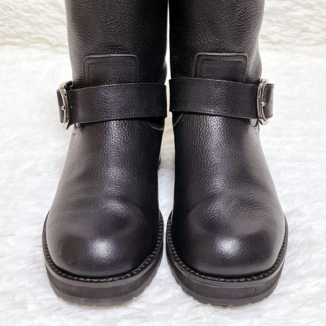 【極美品】ルタロン ミドル丈 ブーツ 22.5 エンジニア 黒 シボ感 金具