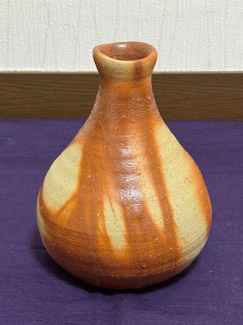 備前焼　金重道明　備前緋襷一輪花入