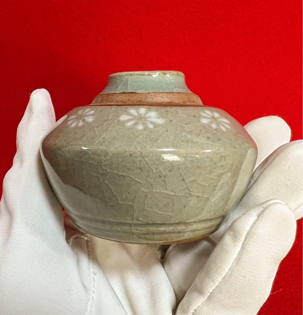 古美術 肥後銘陶 八代焼 高田焼 茶入 茶道具 箱付き 古道具　コレクション