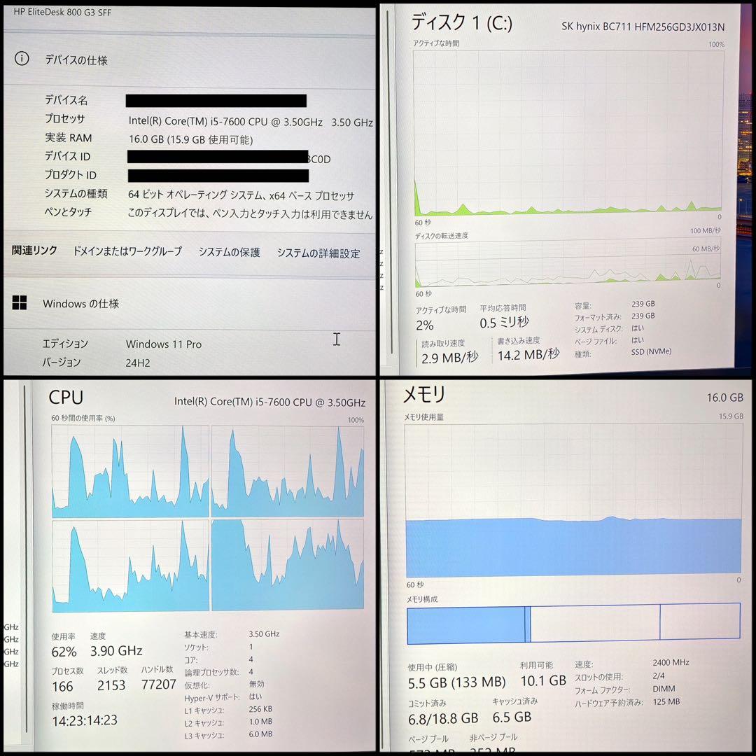 HP ELITEDESK 800 G3 デスクトップPC ①