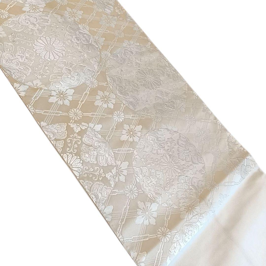 m*i様 LULU12 袋帯 花 花輪 白 オフホワイト 上品 人気