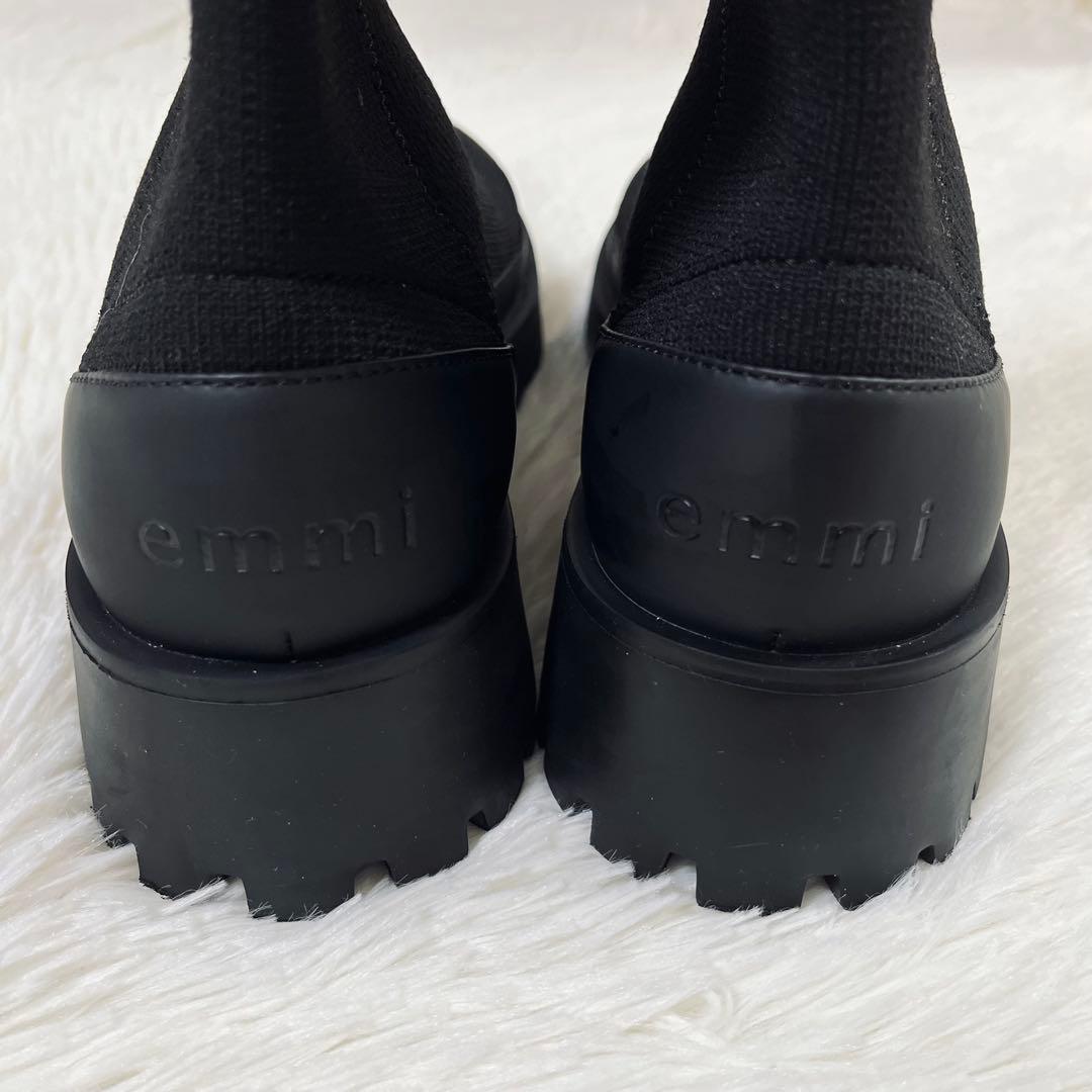 2024AW 美品 emmi 撥水 軽量 eco ニットブーツ ブラック 24