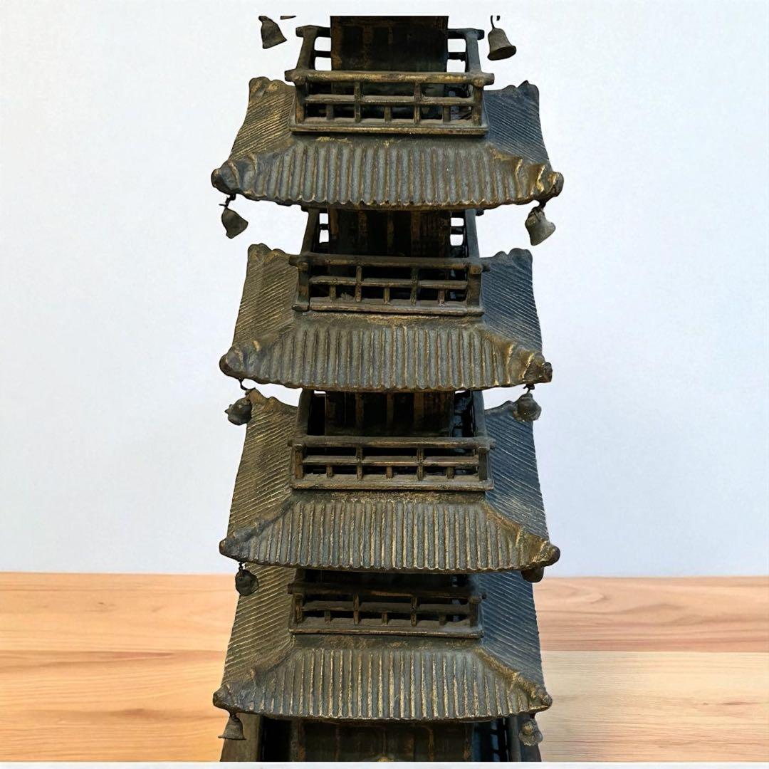 重厚10kg超❣️真鍮鋳物製 大型五重塔 81cm 重厚工芸品 インテリア 模型