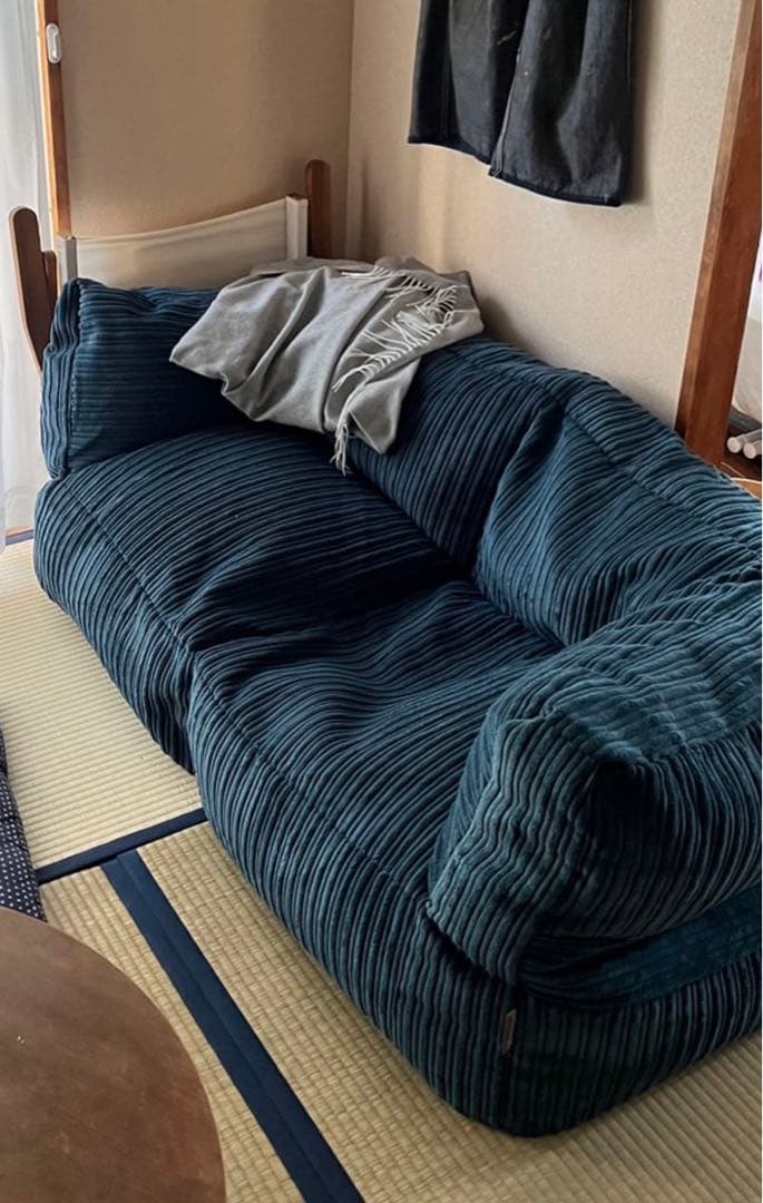 loungepug 2人掛けビーズクッションソファ ネイビー