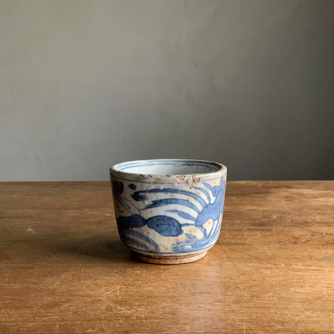 呉須染付 筒茶碗 火入れ 茶道具 古美術 古道具 アンティーク