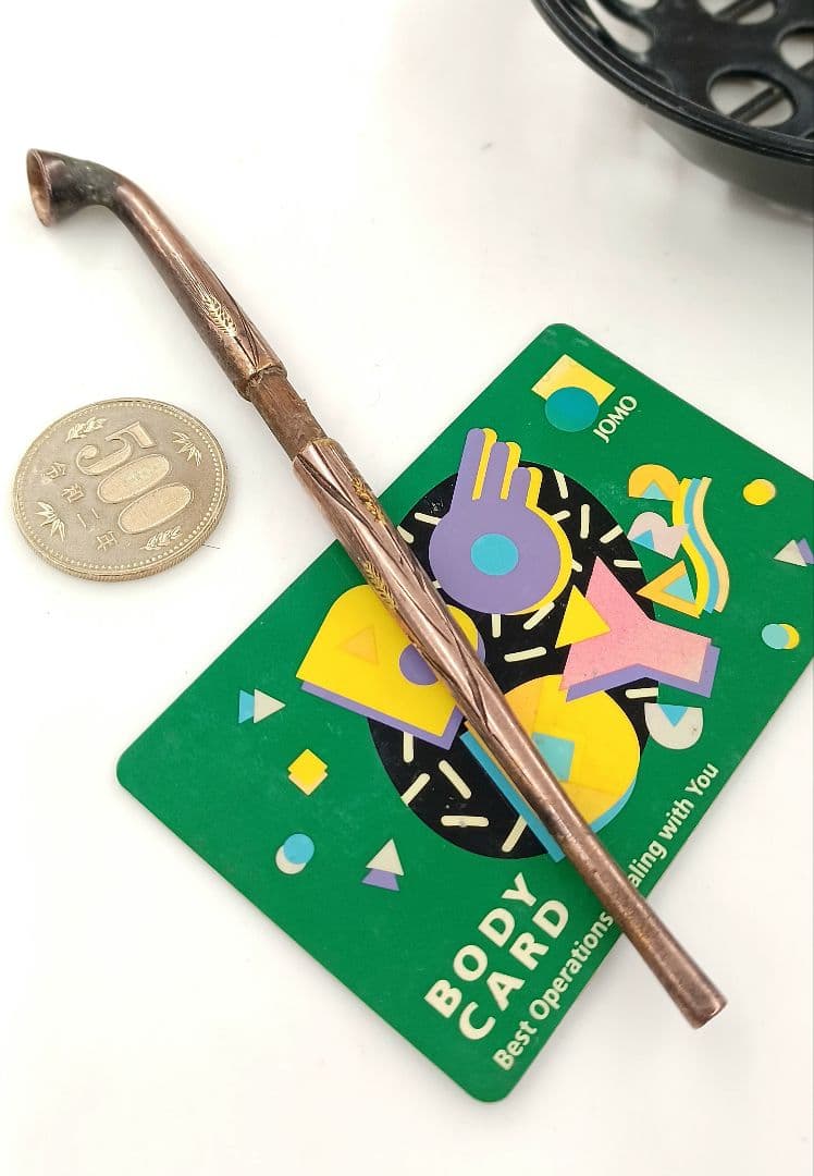 【彫金細工煙管】銅製彫金極細短筒煙管