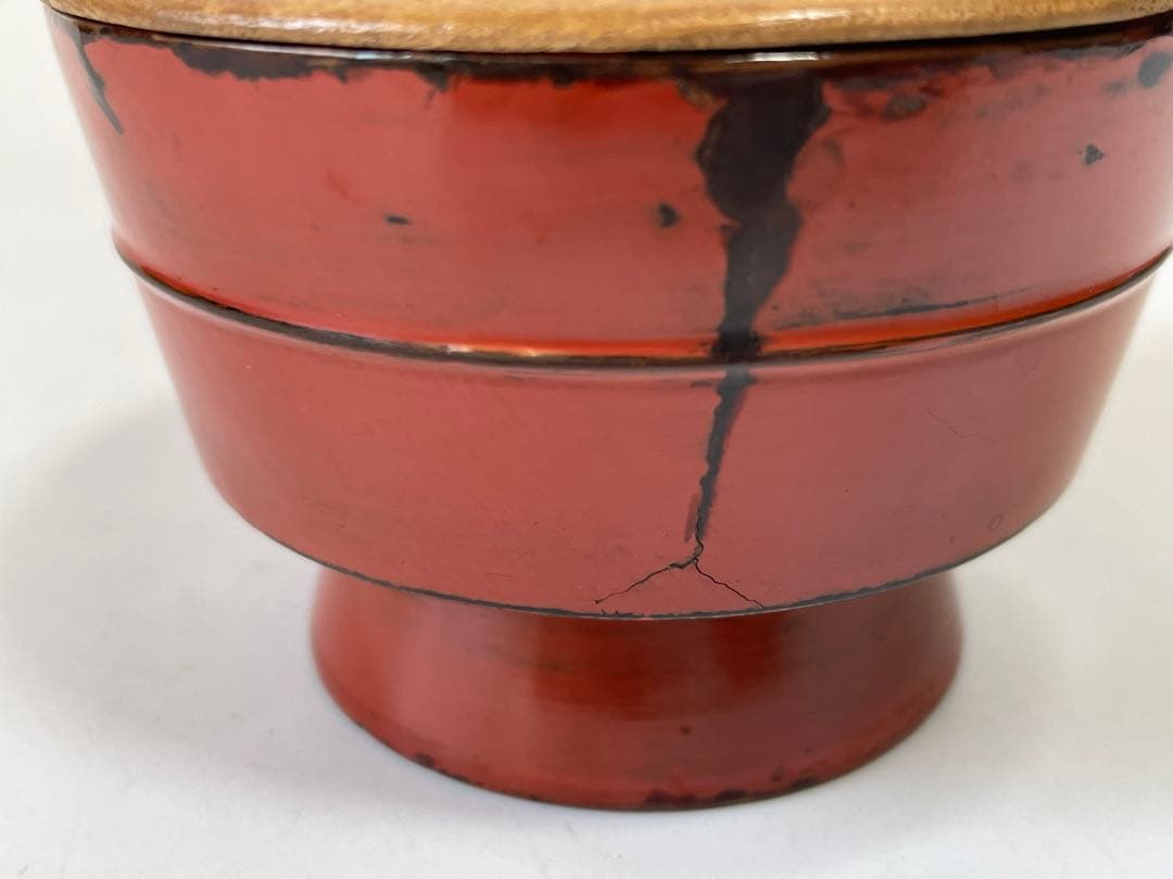 骨董　アンティーク　茶道具　根来　豆子香合　香合　仏具　朱塗　漆器　桃山時代