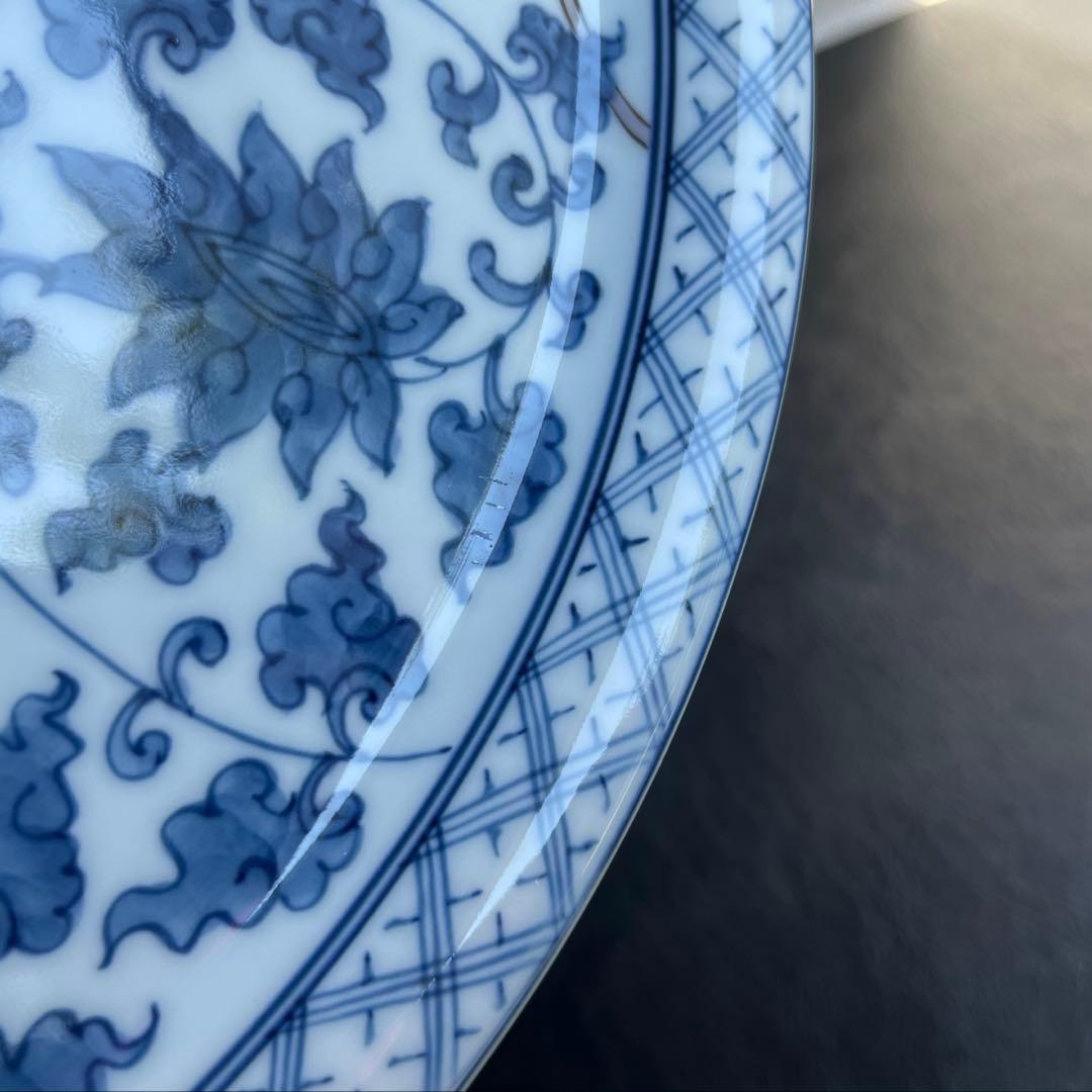 源右衛門　染錦三方割唐草　大皿　１枚