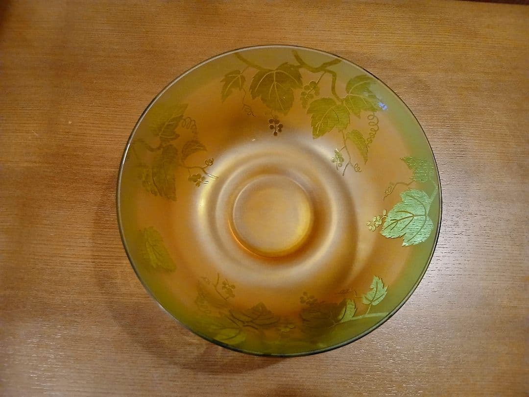 未使用　太武朗　彫刻硝子　菓子器　菓子鉢