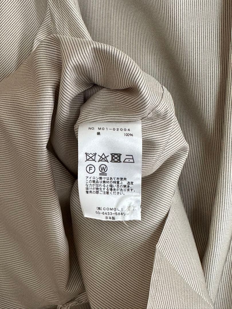 COMOLI ストライプ バンドカラーシャツ size 0