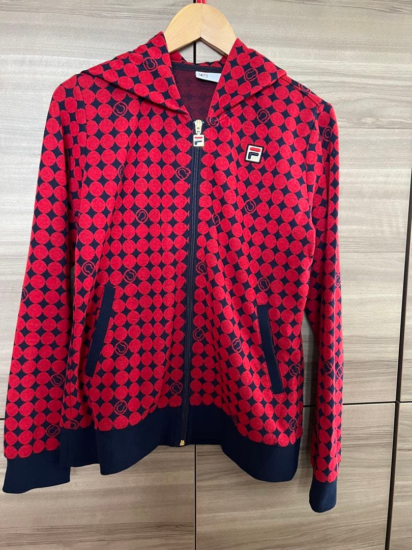 FILA テニス　ジャガードフーデイとシャツ、スカートの3点セットアップ　L