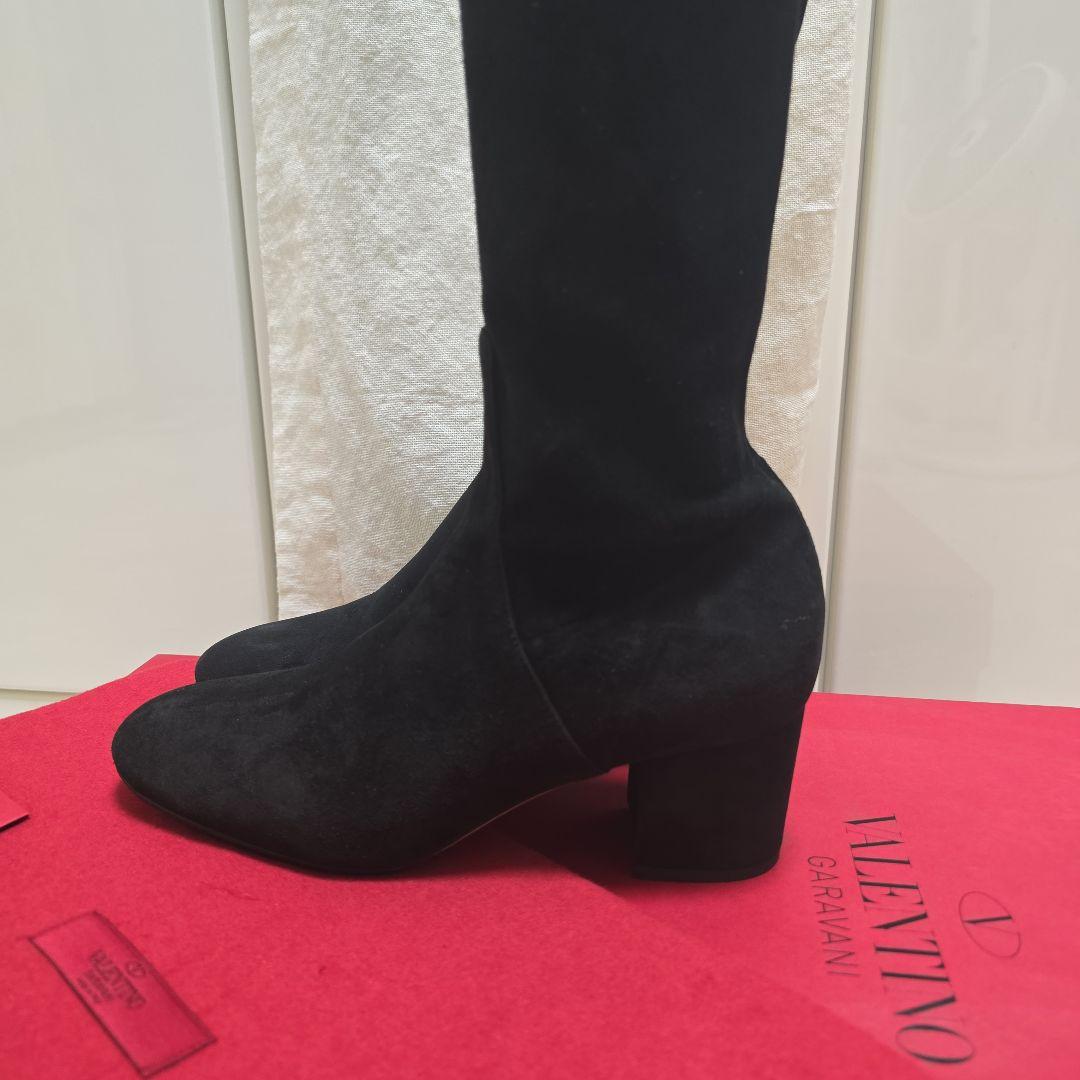 VALENTINO ロングブーツ スウェード 黒