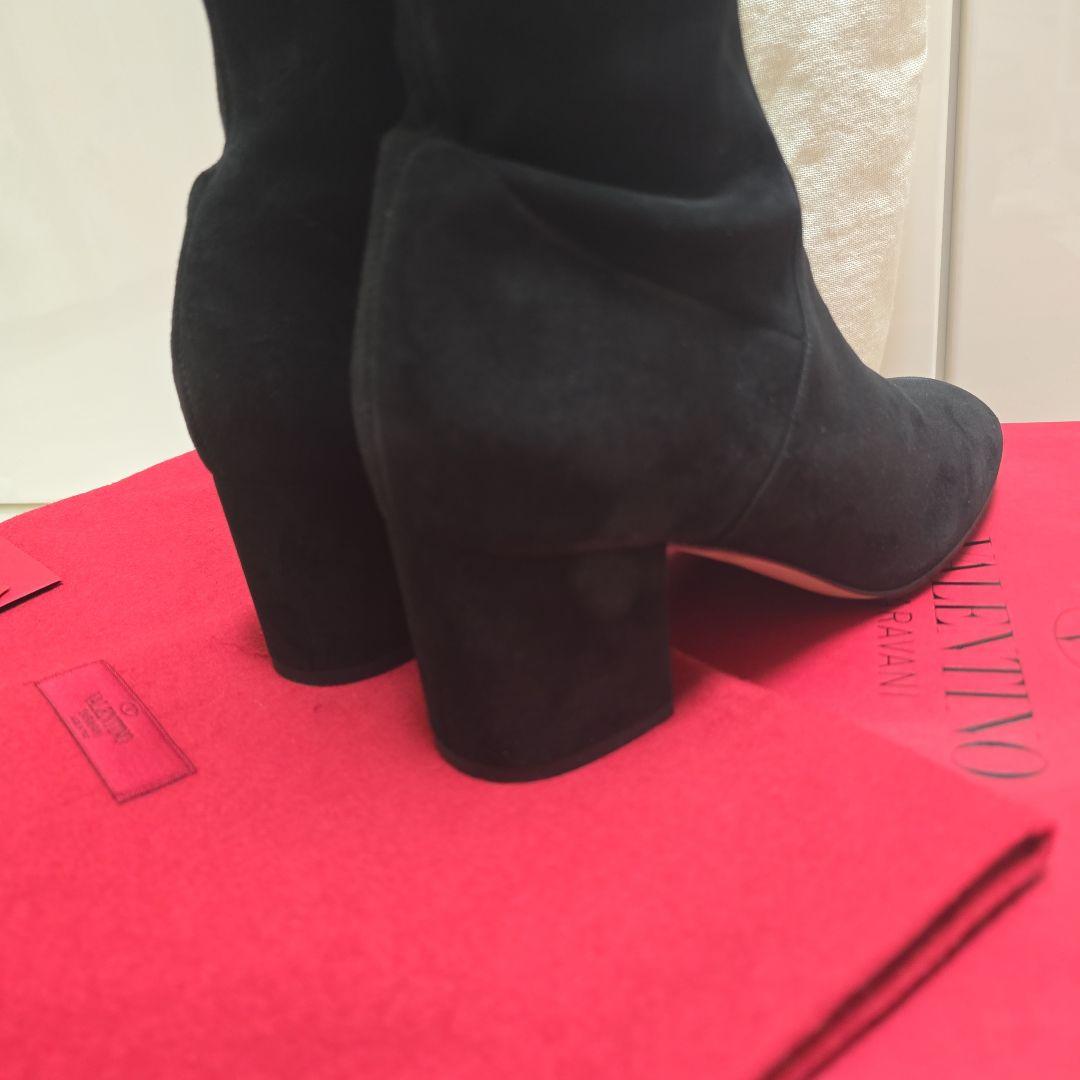 VALENTINO ロングブーツ スウェード 黒