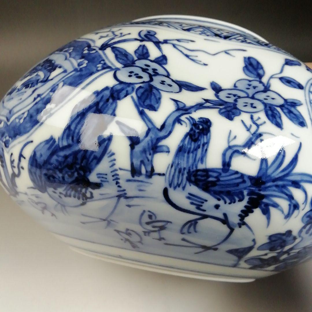Ｔ７６６　水指　『染付　密柑』『平安　高野昭阿弥 造』　共箱　茶道具