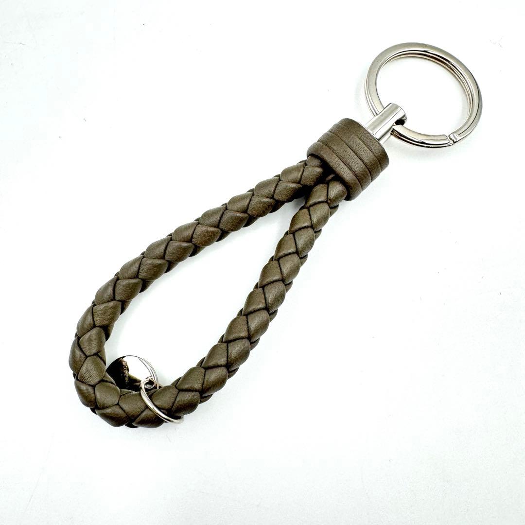 極美品✨BOTTEGA VENETA キーリング　グレージュ　本革