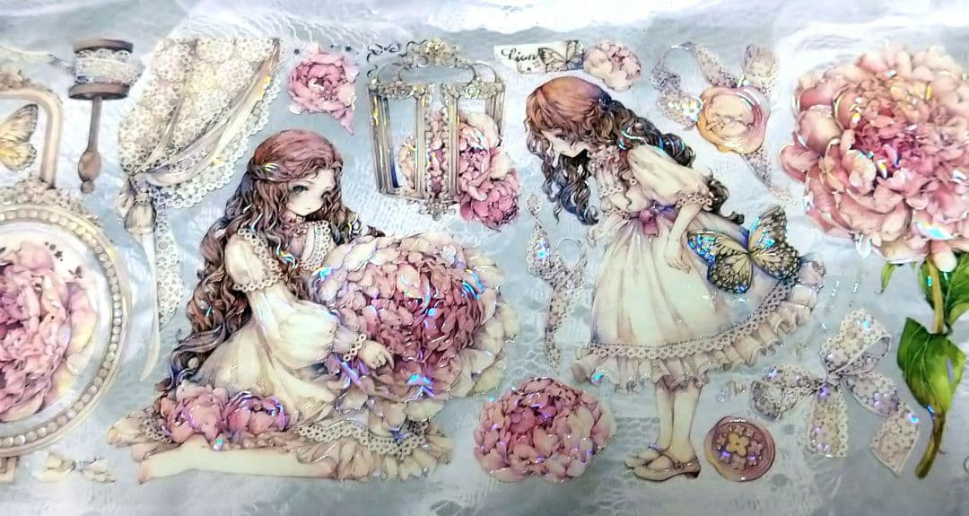 ✩再販✩J684＃芍药季(贝壳光)LION切売り海外人物マステ女子