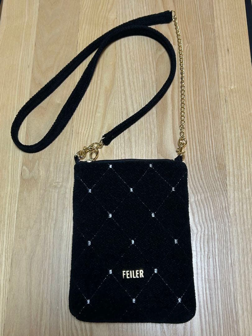 フェイラー　ユニ ブラック スマホショルダーバッグ