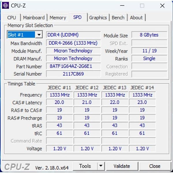 MICRON DDR4-2666 V 16GB（8GB×2）動作確認済