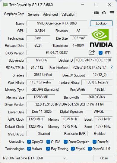 グラフィックボード・グラボ・ビデオカード GALAKURO GeForce RTX 3060 12GB