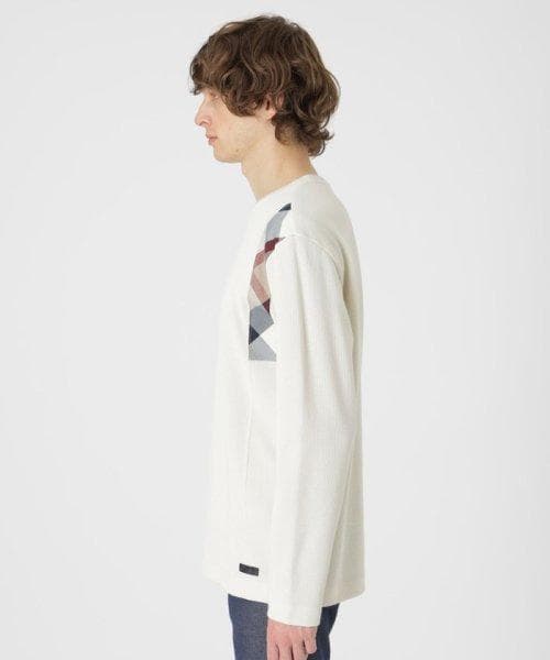 新品 ブラックレーベルクレストブリッジ チェック長袖ニットカットソー白セーターL