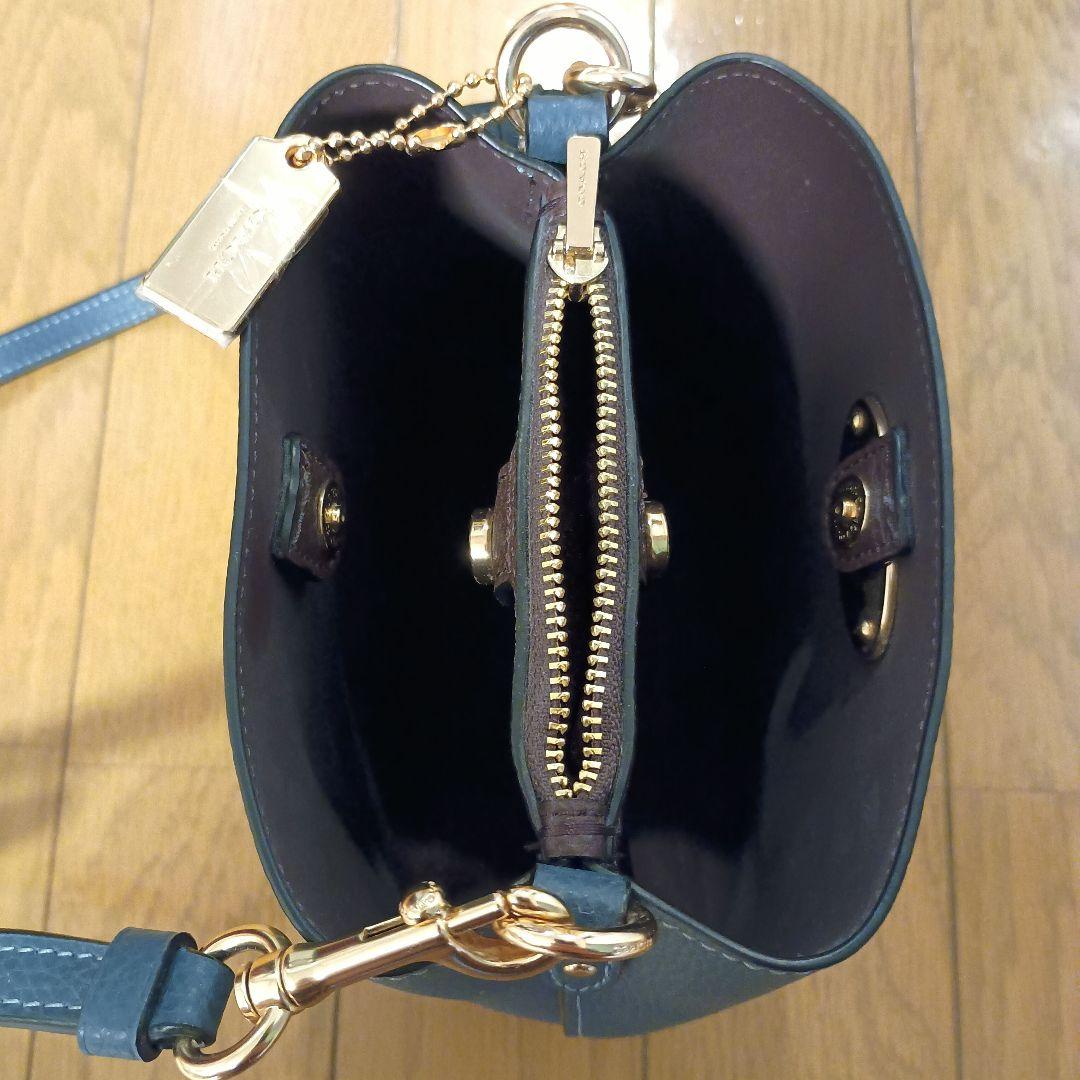 コーチ レザー スモールショルダーバッグ ブルー 青 COACH バケット