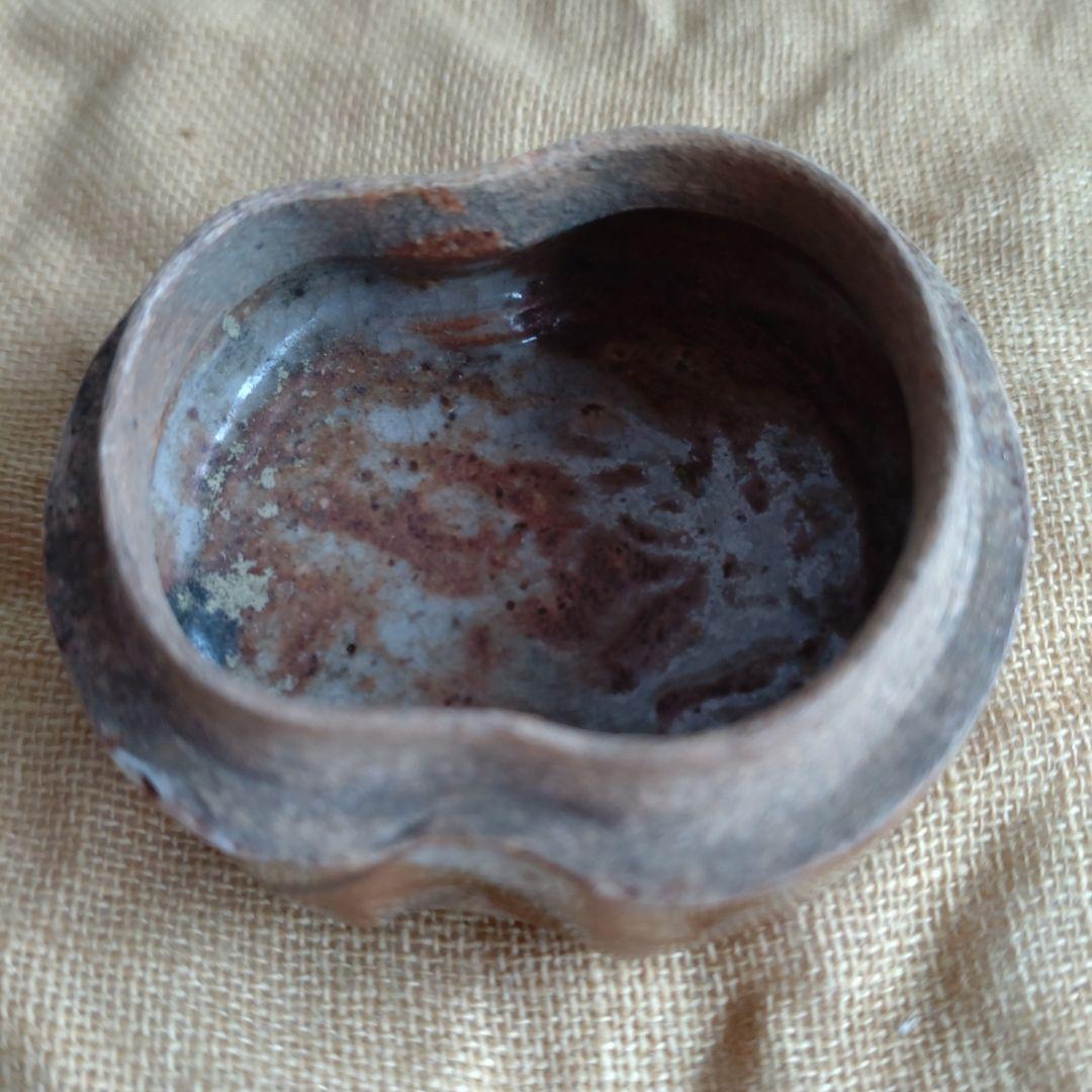 香合　織部　ハジキ香合　緑・茶色　共箱　時代　幕末