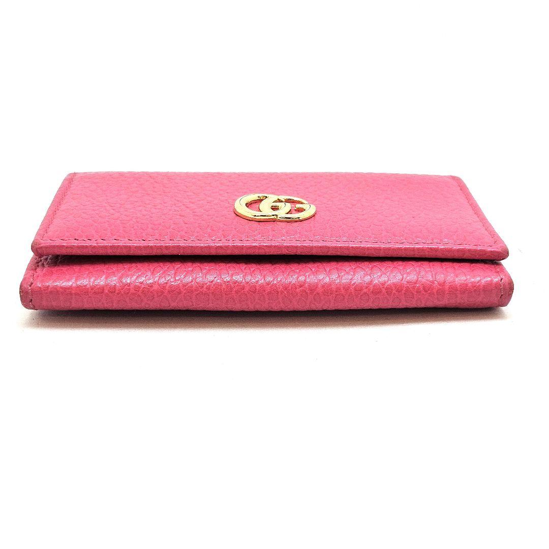 GUCCI GGロゴ マーモント レザー 名刺入れ カードケース ピンク