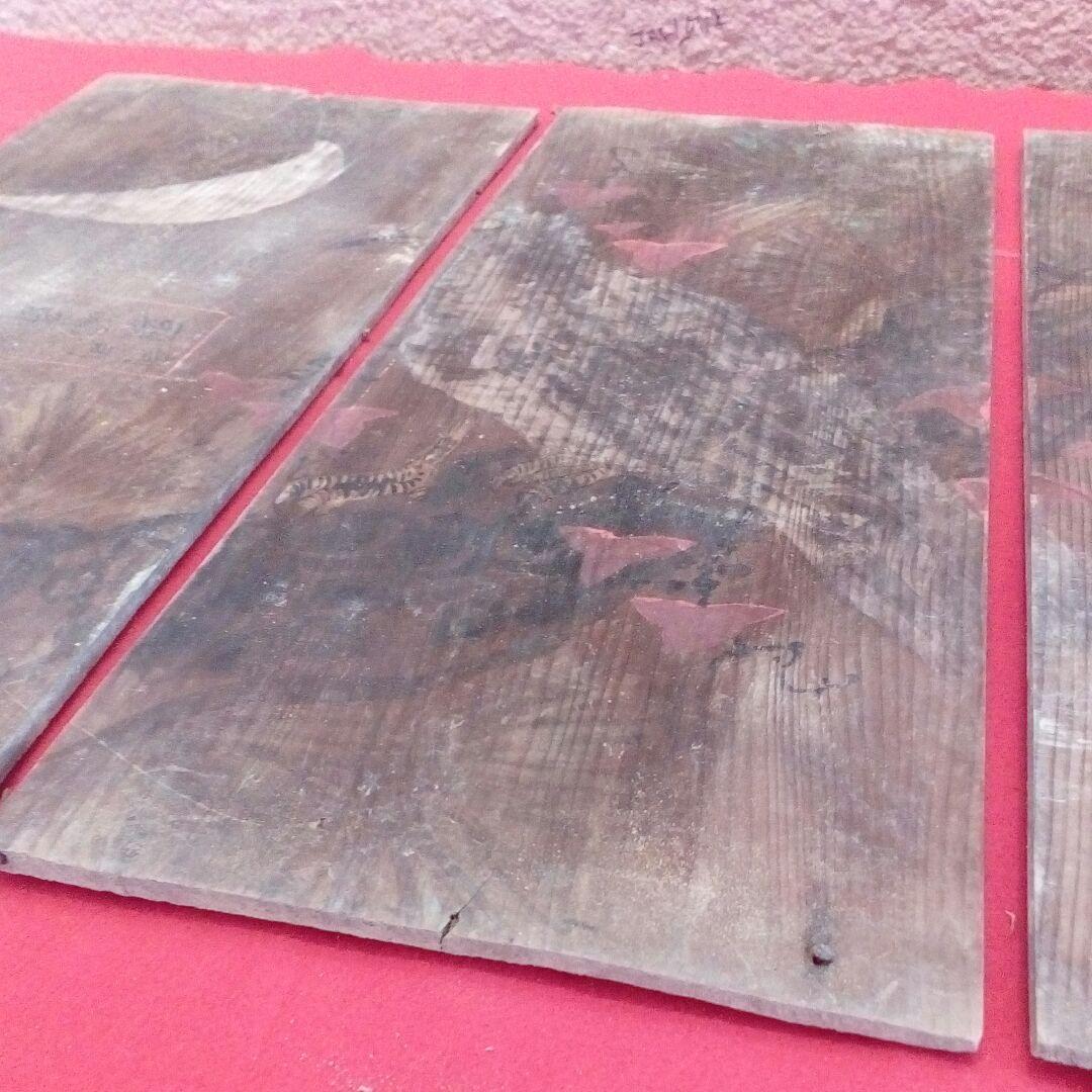 江戸時代伊予國寺社稀少天井絵図残骸２００〜２８０年頃月光に松木鳥４５センチ当時物