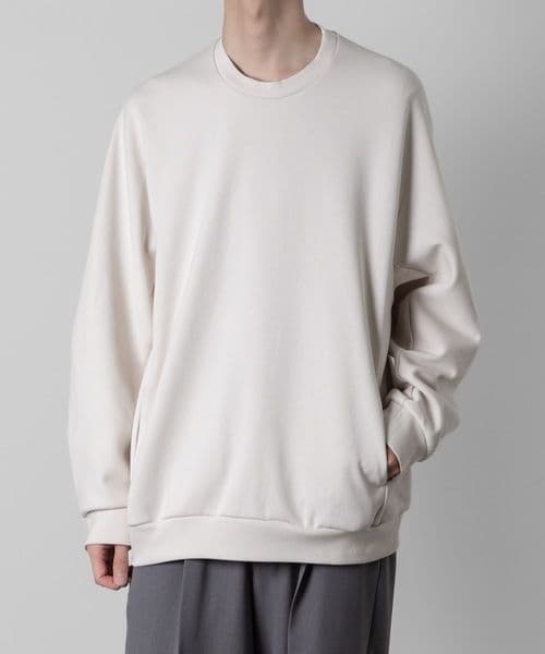 【美品】attachment CO/PE ダブルニット スウェットプルオーバー