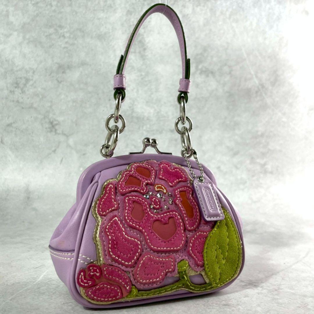 バッグ vintage Coach kisslock handbag purple