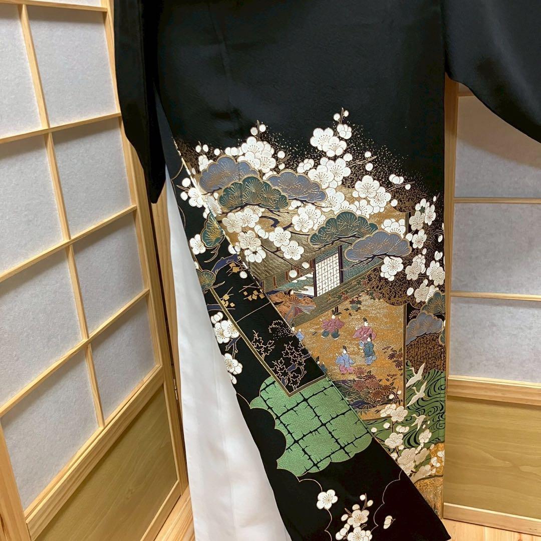 はんな様［6089］黒留袖 美品 作家物 比翼付 五つ紋 五三桐 正絹 着物 袷