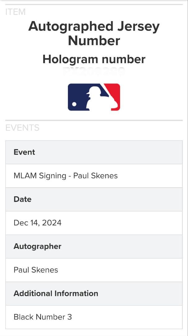 【MLB認証】Paul Skenes ポール・スキーンズ／直筆サインユニフォーム