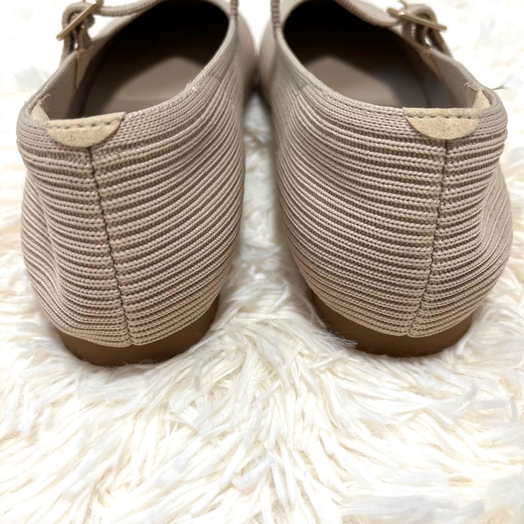 【極美品】VIVAIA パンプス　フラット　ベージュ　ニット　ストラップ　24