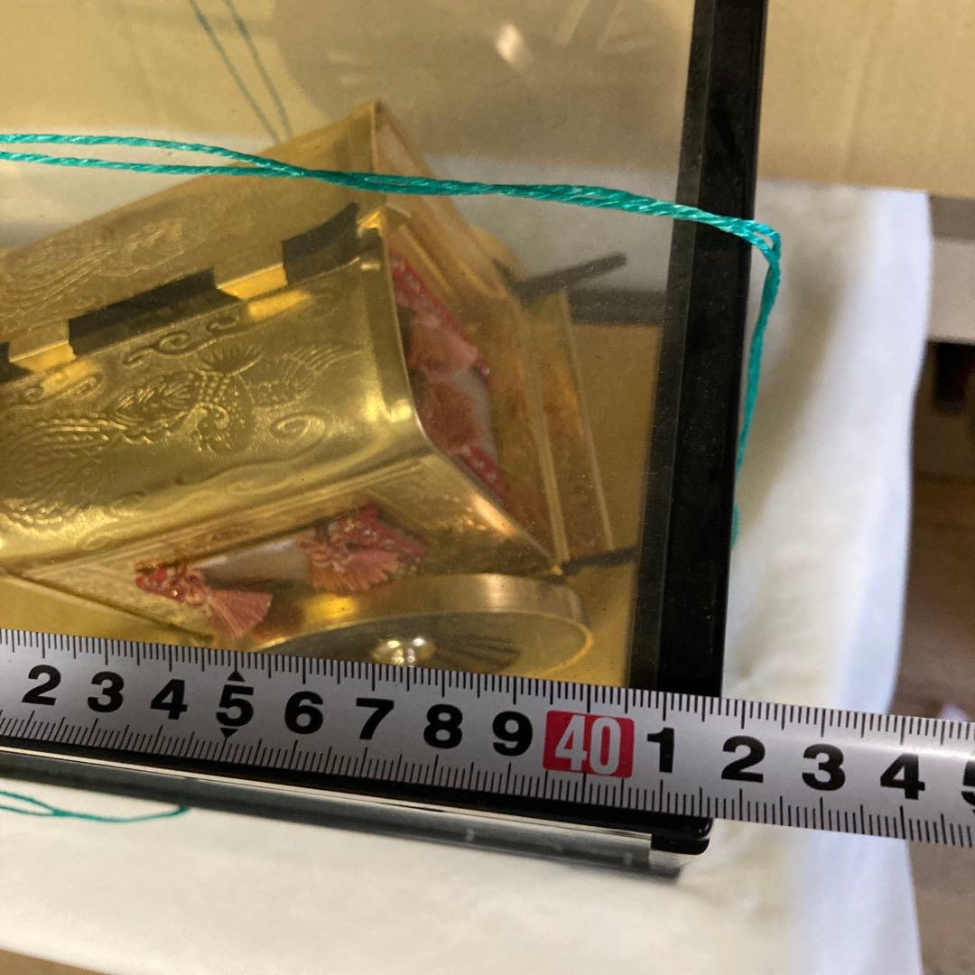 天社御所車 置物 金色装飾