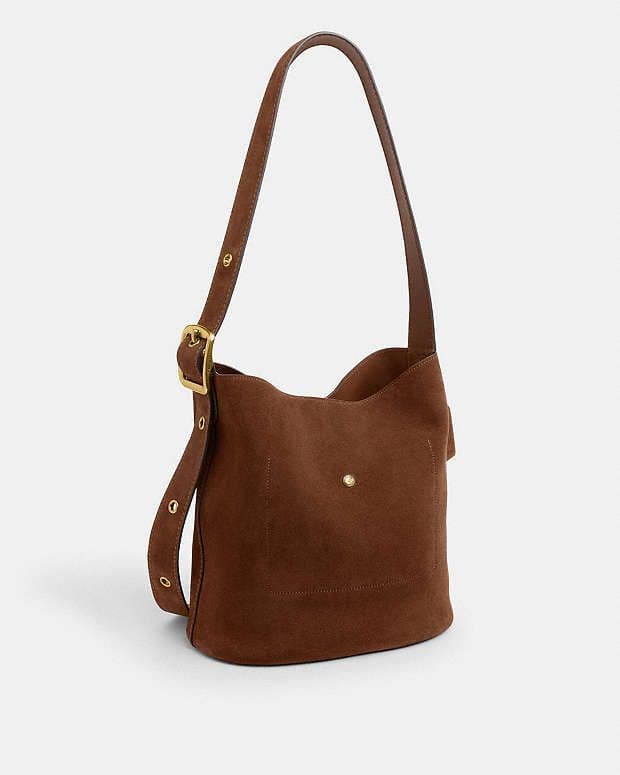 ち*ー様 【美品】COACH ブリーカー バケット バッグ ブラウン 本革 スエ