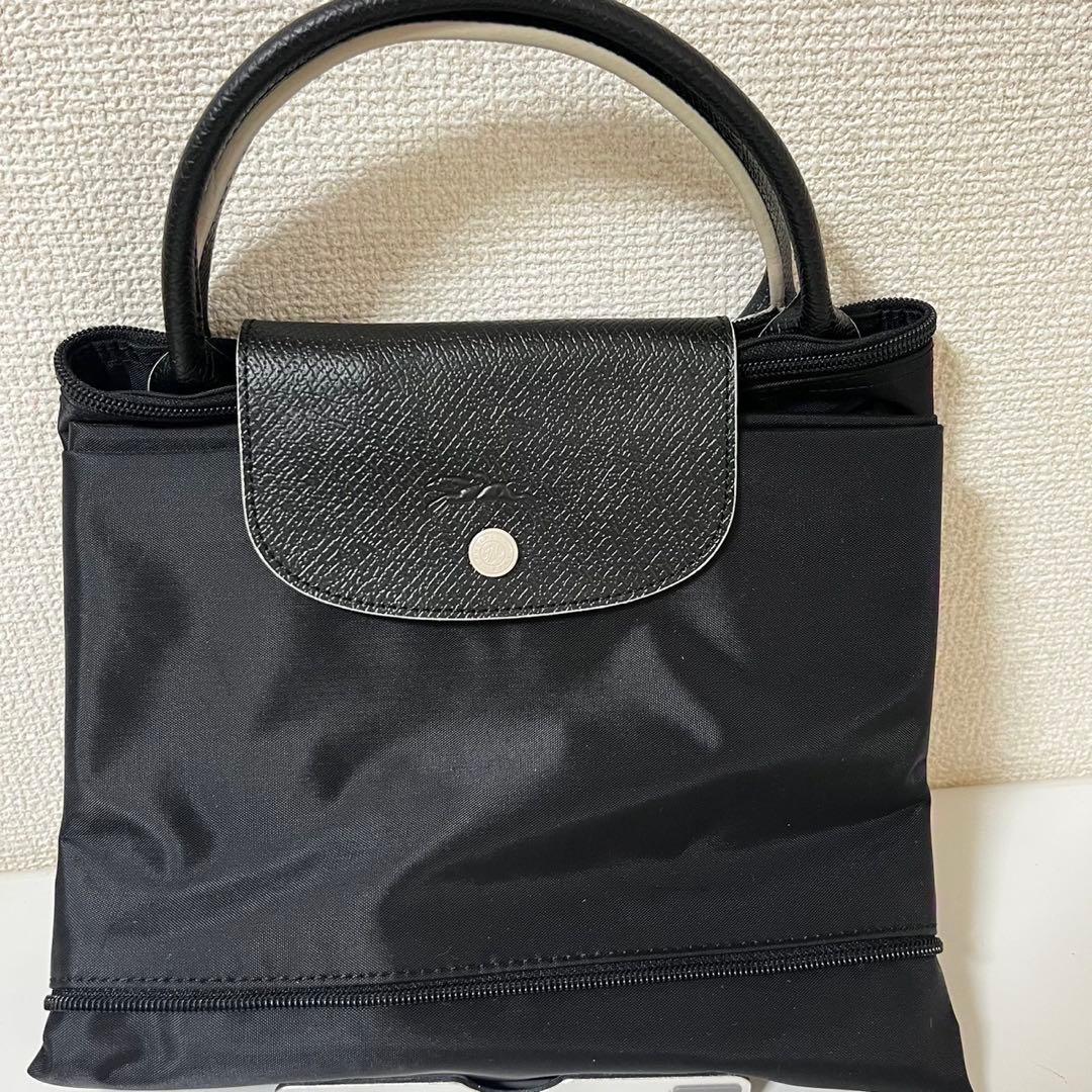 【新品】ロンシャン ル・プリアージュボストン黒、グレー(刺繍)