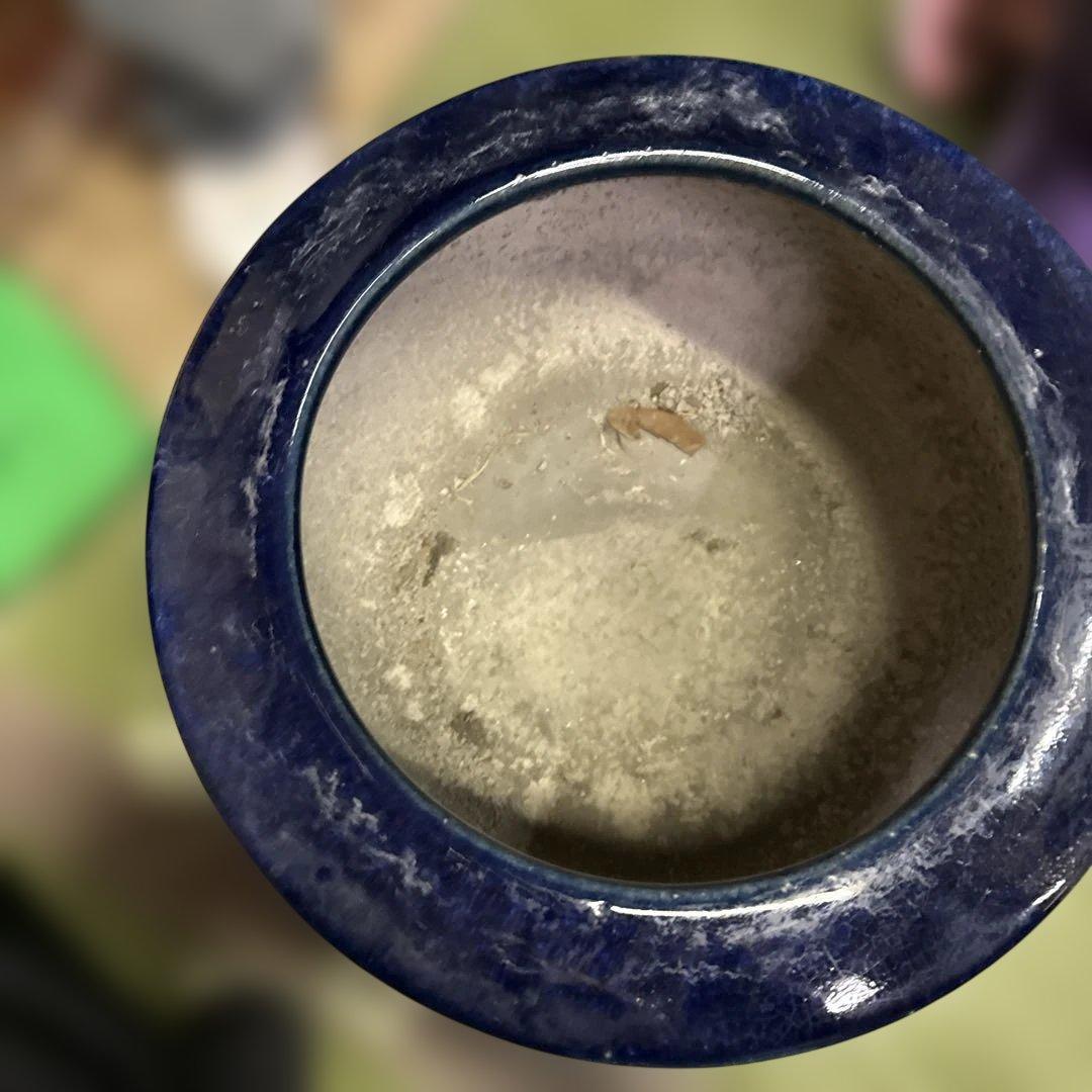濃紺 陶器 火鉢 丸型 40cm