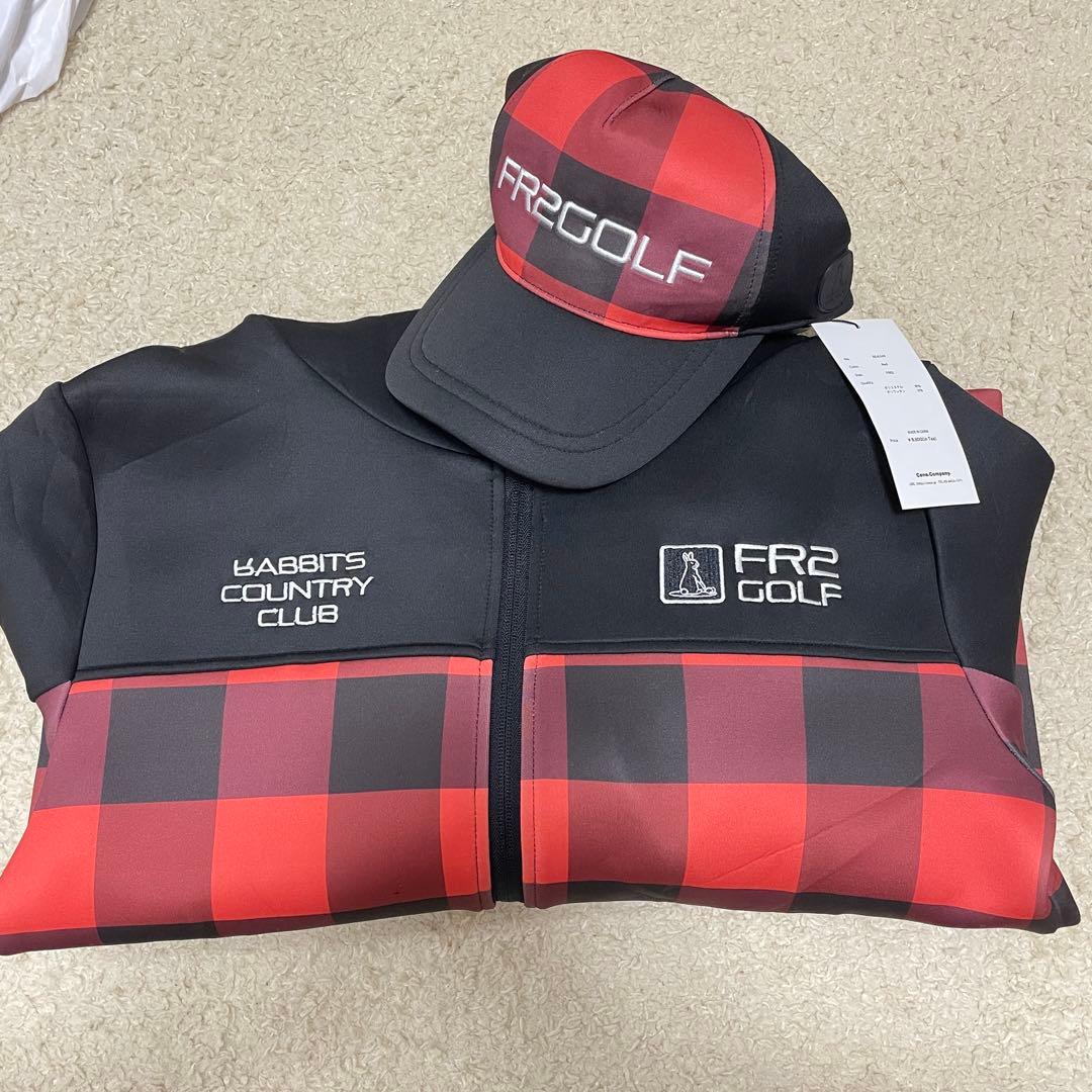 FR2 GOLF⚫︎エフアールツーゴルフ　フロントジップフーディジャケット黒赤S