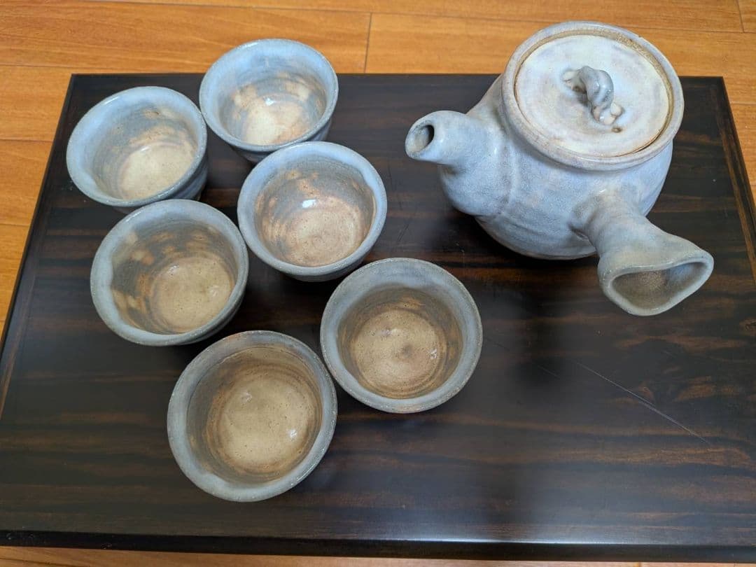 萩焼　陶器製急須と茶碗6個セット