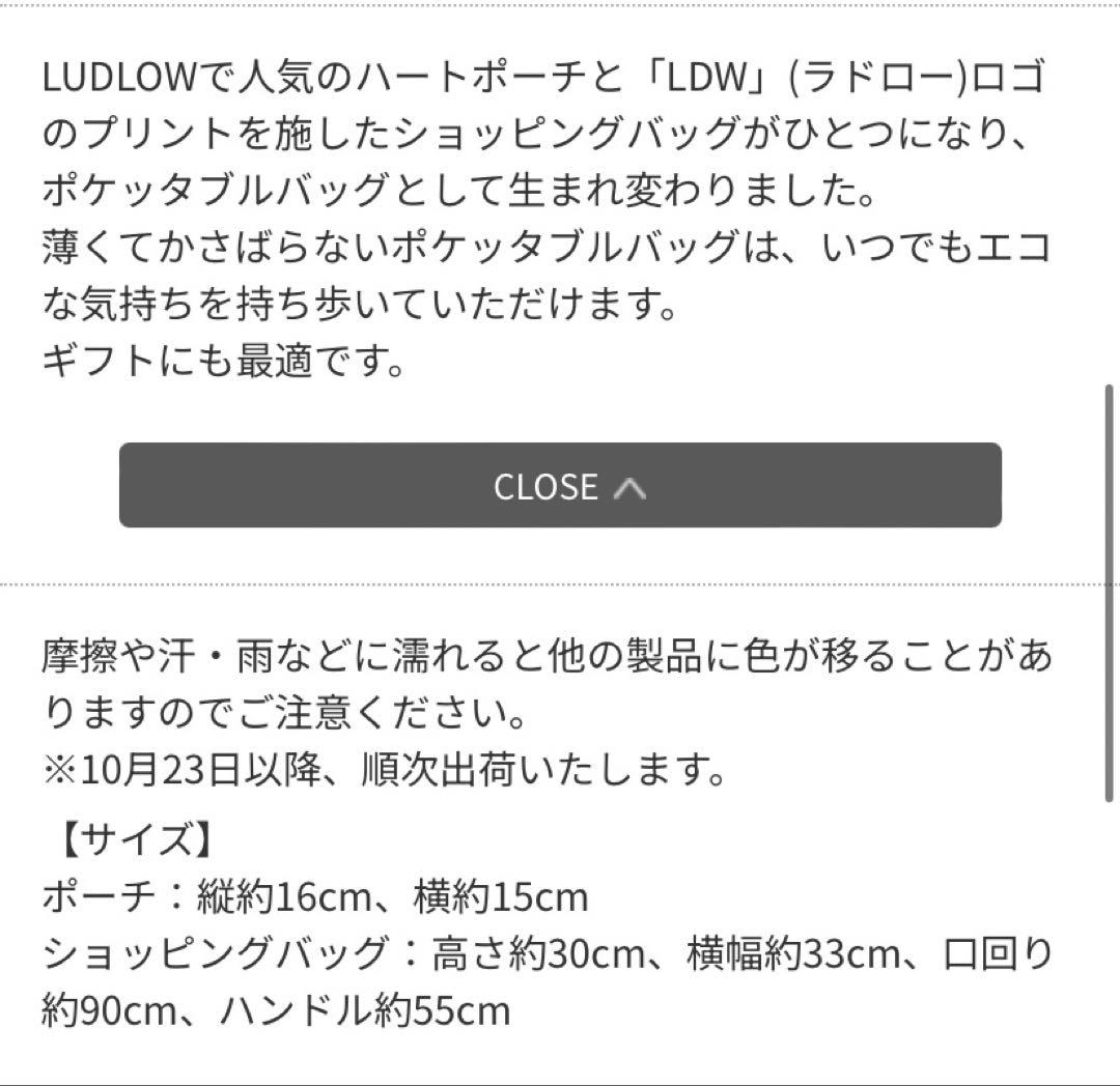 梅田阪急限定 ludlow ラドロー ハートポーチショッピングバッグ