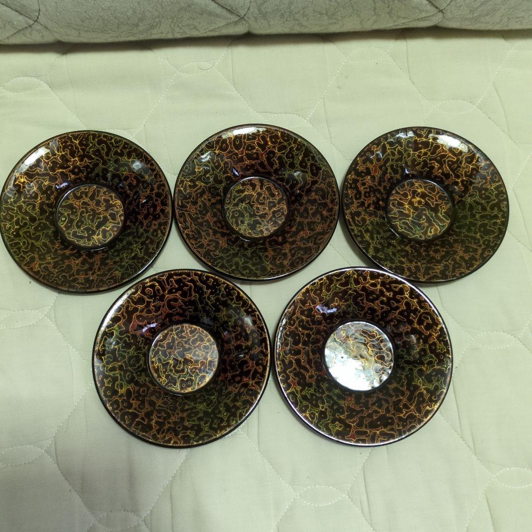 蔵出し　美品　漆器　津軽塗り　茶托　湯飲み受け皿　5枚セット